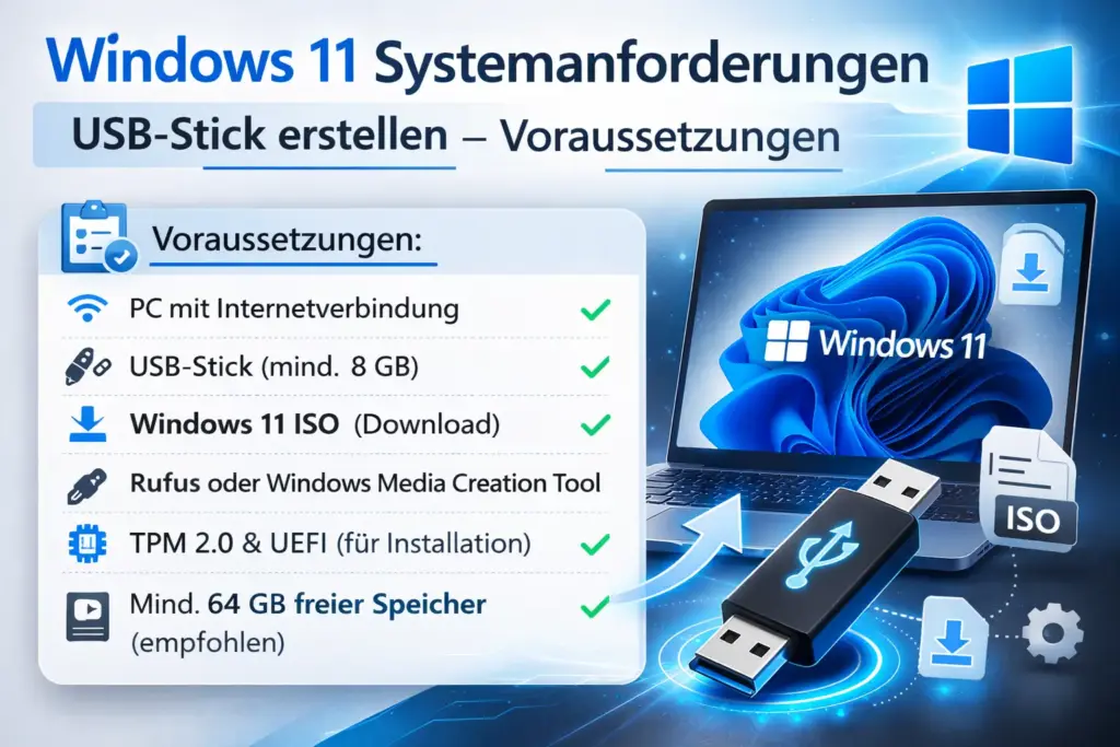 Windows 11 Systemanforderungen – USB Stick erstellen Voraussetzungen