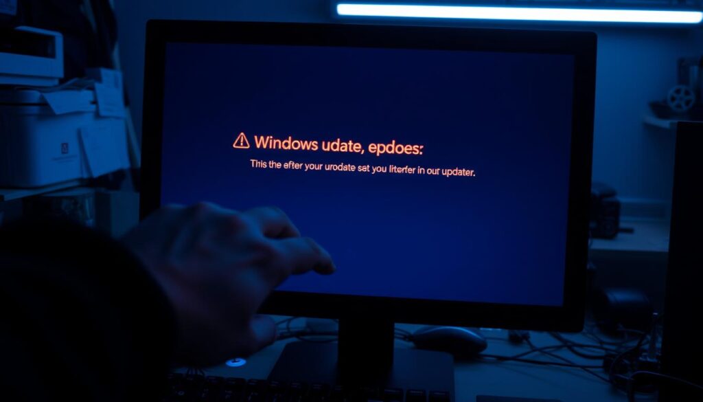 A computer screen displaying an ominous A computer screen displaying an ominous