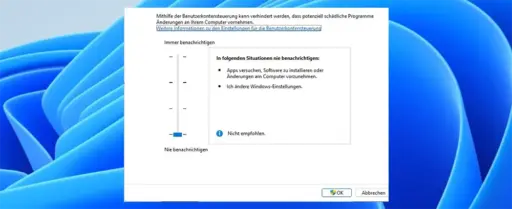 Benutzerkontensteuerung in Windows 11 deaktivieren (UAC)