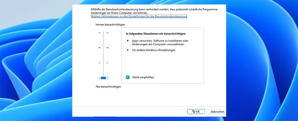 Benutzerkontensteuerung in Windows 11 deaktivieren (UAC)