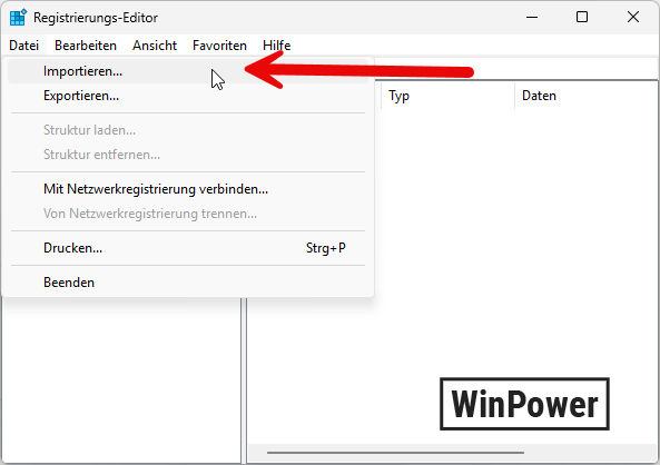 Registry Backup in Windows 11 wiederherstellen