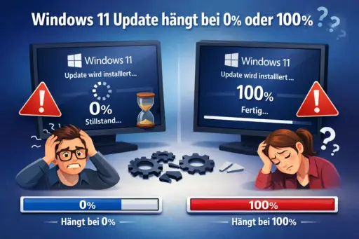 Windows 11 Update hängt bei 0 Prozent – Bildschirm mit Update Fortschritt