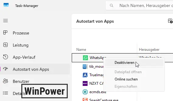 Autostart Programme in Windows 11 deaktivieren um RAM zu sparen