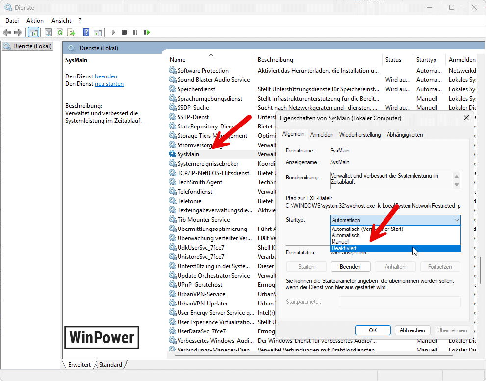 SysMain Dienst unter Windows 11 deaktivieren für weniger Speicherverbrauch