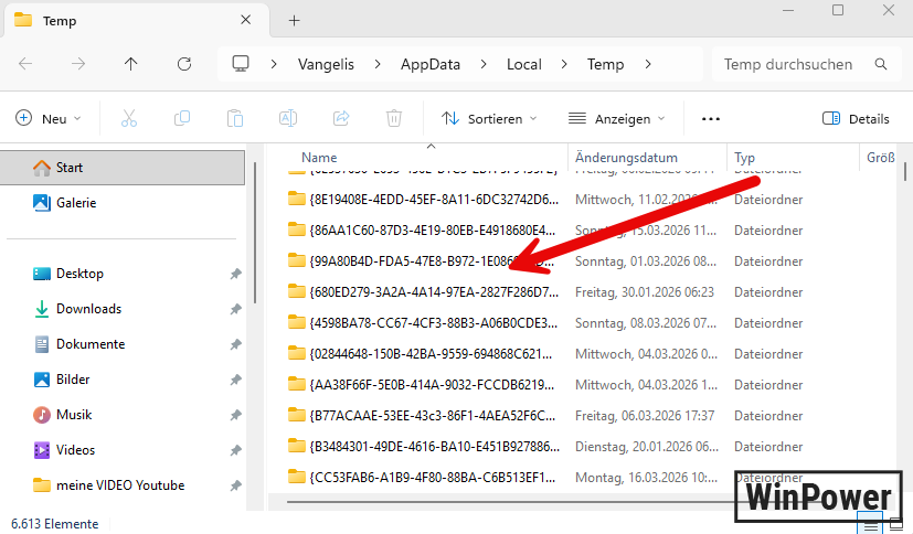 Temp Ordner in Windows 11 über Datei Explorer manuell löschen