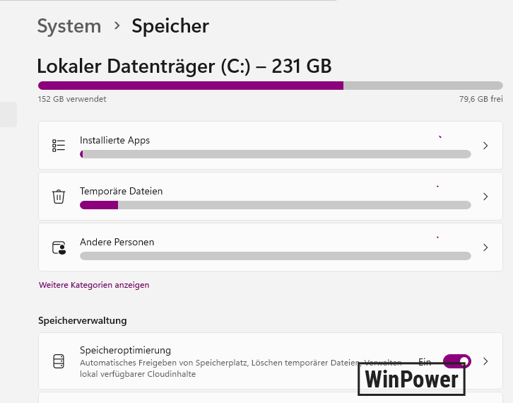 Windows 11 temporäre Dateien löschen über Einstellungen – Dateien entfernen