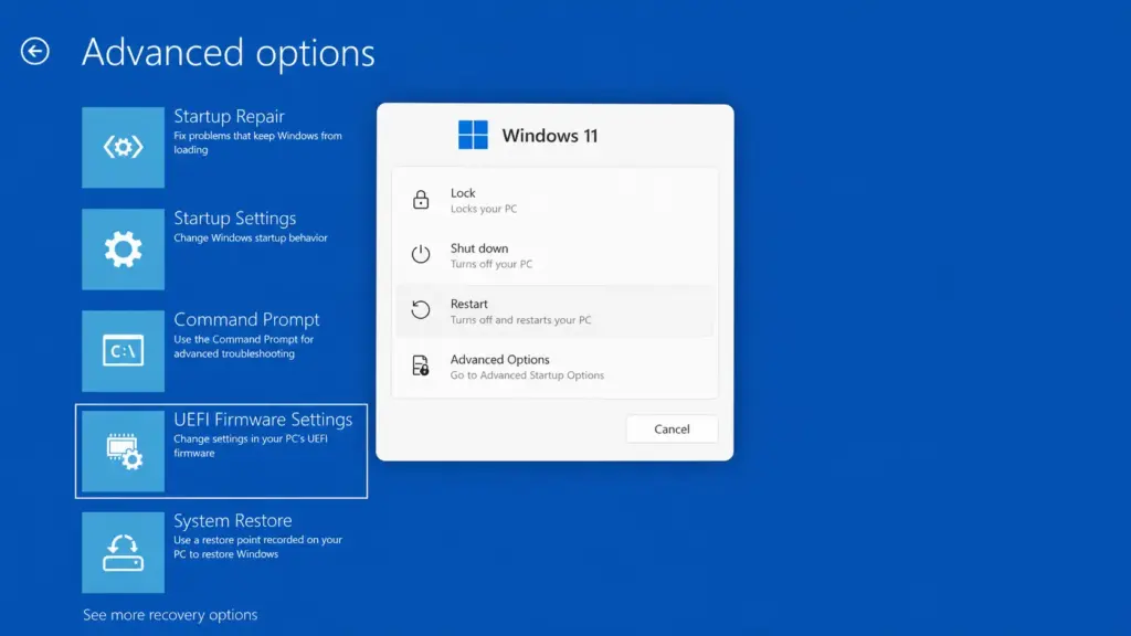 Windows 11 UEFI Firmwareeinstellungen über Erweiterte Startoptionen aufrufen – Weg zu Secure Boot aktivieren