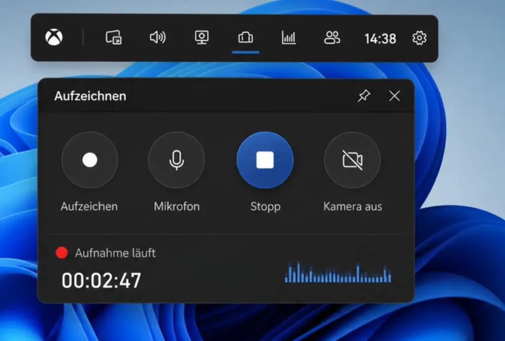Windows 11 Bildschirm aufnehmen mit der Xbox Game Bar Aufnahme Overlay