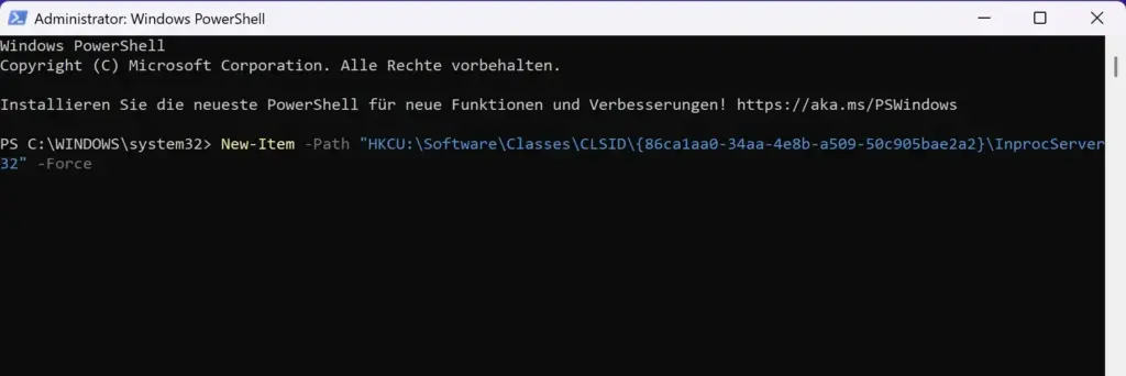 Altes Kontextmenü per PowerShell aktivieren