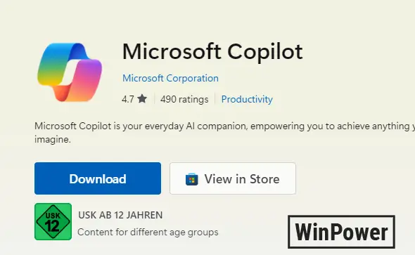 Copilot App im Microsoft Store