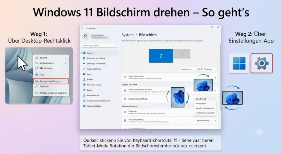 Windows 11 Bildschirm drehen