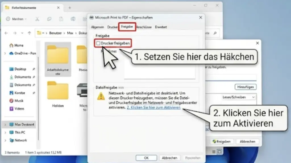 Windows 11 Drucker im Netzwerk freigeben