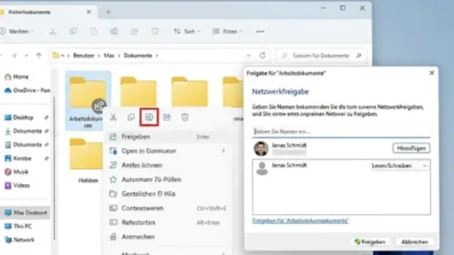 Windows 11 Ordner im Netzwerk freigeben