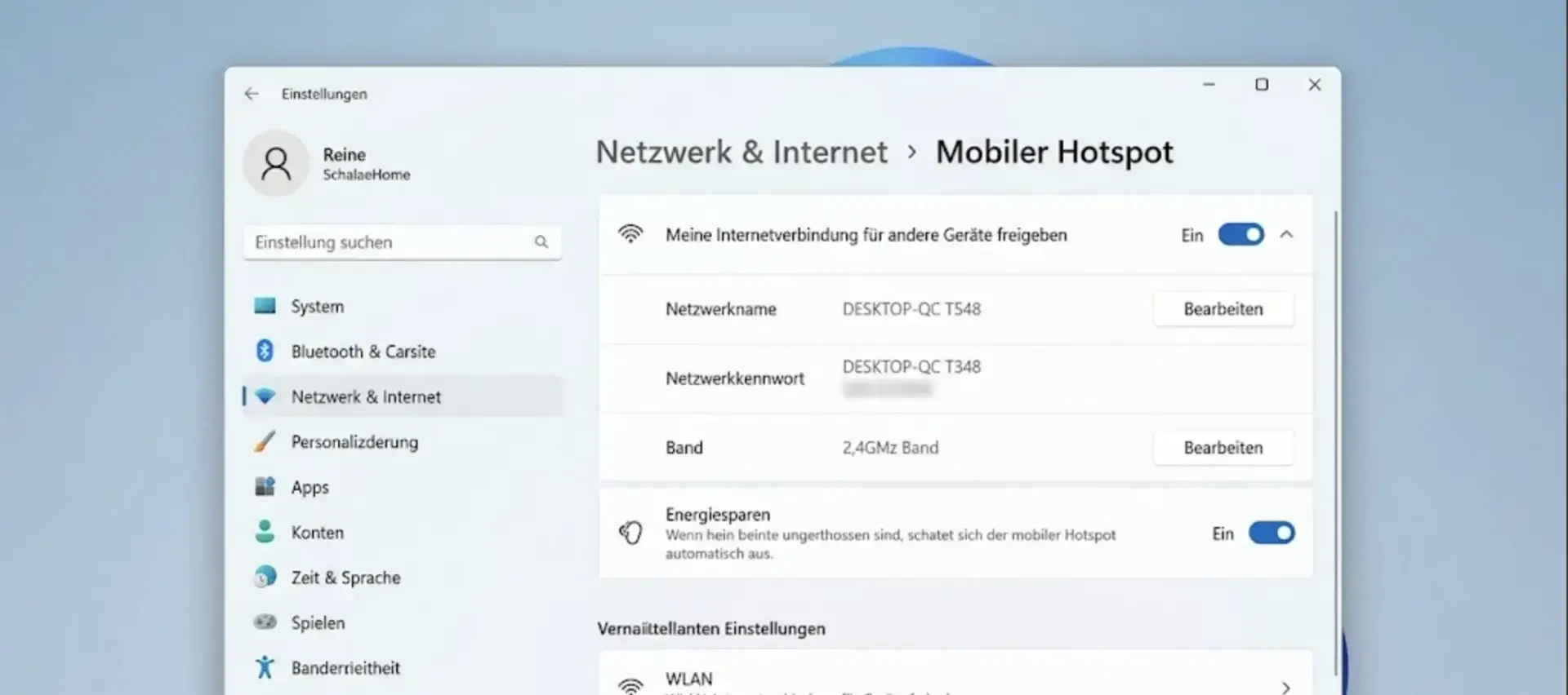 Windows 11 mobilen Hotspot einrichten