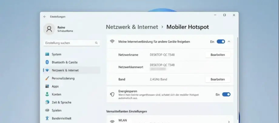 Windows 11 mobilen Hotspot einrichten