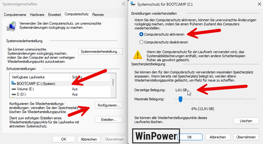 Windows 11 Wiederherstellungspunkt erstellen