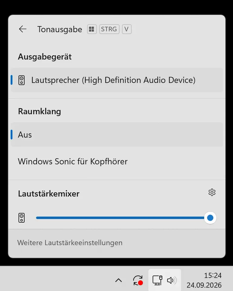 Windows 11 Lautsprecher Symbol in der Taskleiste